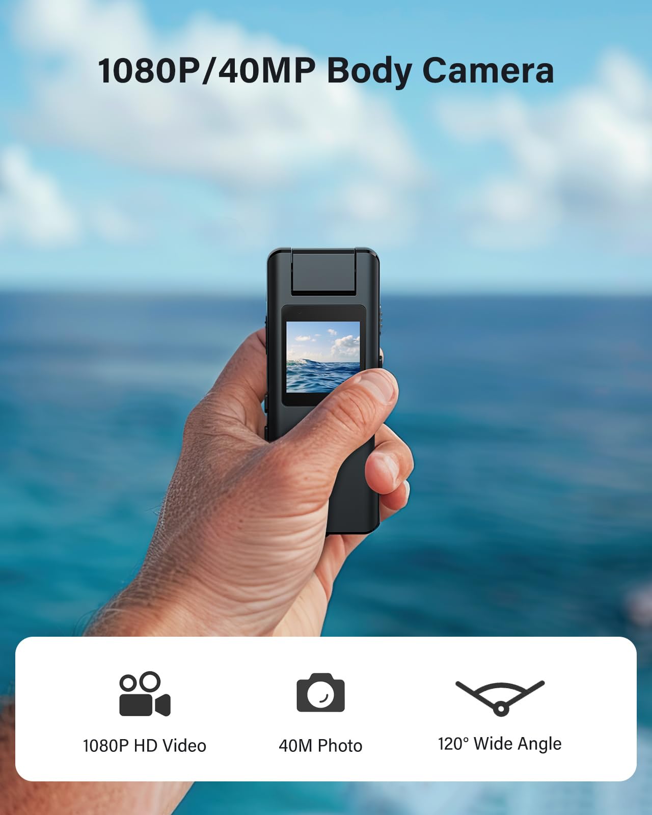 BOBLOV A22 64GB Mini Body Camera, 1080P HD BodyCam with OLED screen for playback, 180° rotatable lens, pocket body camera with audio, supports 4 hours of recording.