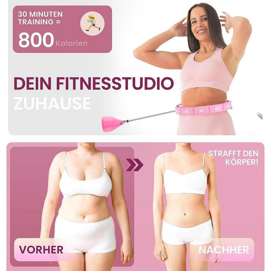 Gymside Hoopside Pro Original - Quiet Smart Hula Hoop, Won't Fall down, suitable for beginners, Hula Hoop for weight loss and getting fit, with massage knobs, 18 removable links (Pink)