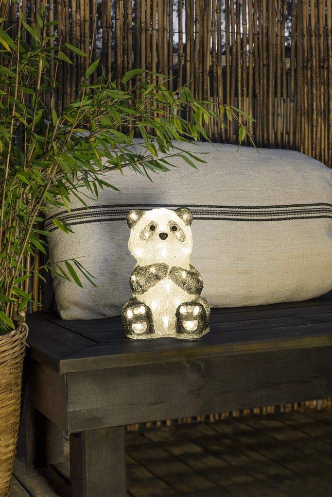 Konstsmide LED Acrylic Panda, clear, 24V outdoor transformer, 40 warm white diodes, white cable - 6284-103