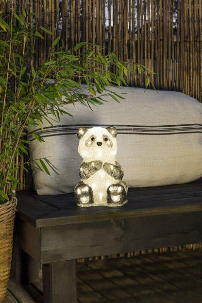 Konstsmide LED Acrylic Panda, clear, 24V outdoor transformer, 40 warm white diodes, white cable - 6284-103