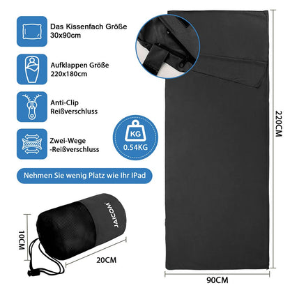 JAICOM Hut sleeping bag, ultra light silk sleeping bag for travel, 2in1 hut sleeping bag, comfortable and soft sleeping bag small packing size made of microfiber, ideal for backpacking, hotels
