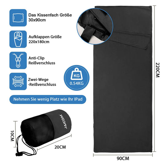 JAICOM Hut sleeping bag, ultra light silk sleeping bag for travel, 2in1 hut sleeping bag, comfortable and soft sleeping bag small packing size made of microfiber, ideal for backpacking, hotels