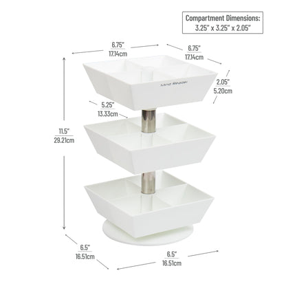 Mind Reader Tea Bag Carousel, Tea Station Organizer, Countertop Storage, Tea Holder, Kitchen, 6.75" L x 6.75" W x 11.5" H, White