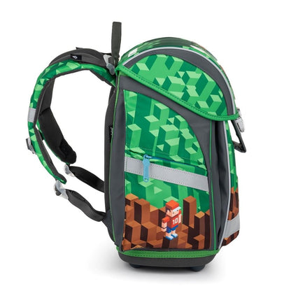 Familando Boys Backpack 1st Grade · Playworld Gaming Pixel School Bag · ergonomic & lightweight · Backpack Set (8 pieces with school cone)