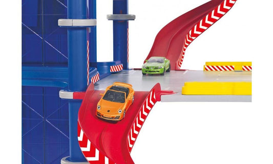 siku 5505, parking garage including vehicle (metal), plastic, multicolor, many features, quick assembly and disassembly.