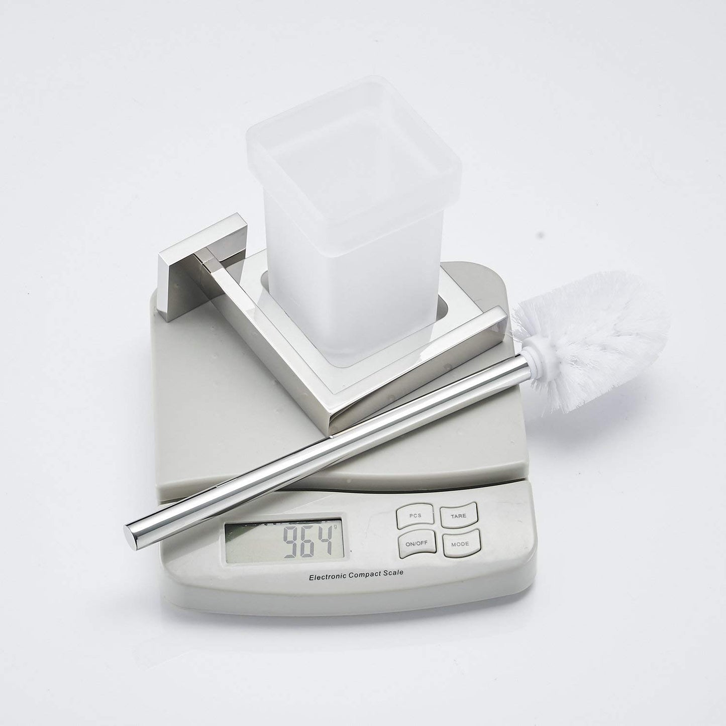 Toilet brush and holder wall mounted brush holder, chrome, toilet set toilet brush set made of 304 stainless steel and frosted glass for bathroom