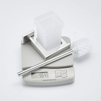 Toilet brush and holder wall mounted brush holder, chrome, toilet set toilet brush set made of 304 stainless steel and frosted glass for bathroom