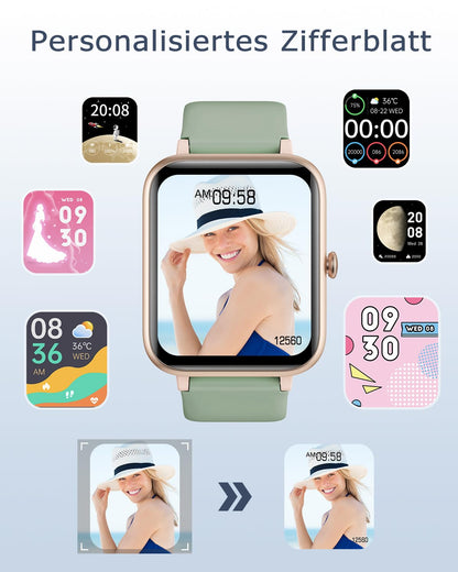GRV Smartwatch for men and women with phone function, fitness watch with heart rate monitoring, SpO2, pedometer, sleep monitor, multi training modes for iOS Android phone