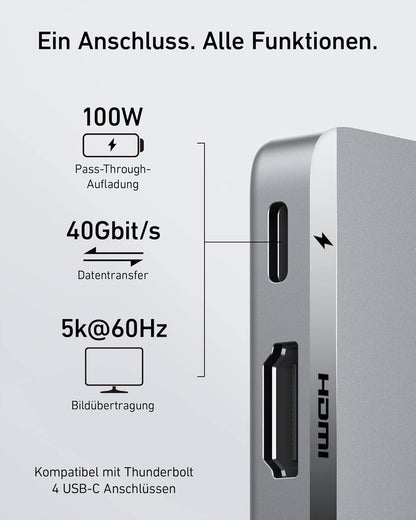 Anchor USB-C Hub for MacBook, Anchor 547 USB-C Hub (7-in-2), Compatible with Thunderbolt 4 Port, 4K HDMI, 2 USB-A ports for MacBook Pro 13 inch, MacBook Air M1/M2, and more.
