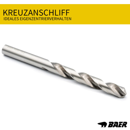 BAER Thread Cutting Set M3 - M12 HSSG - 15 pcs. | Thread tap set with center drill & tap wrench | Professional thread cutting set in metal case | Tap set