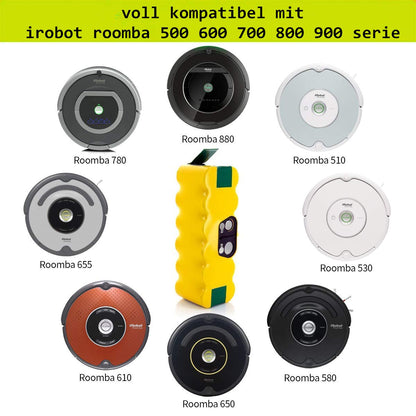 5500mAh battery for iRobot Roomba, FLYLINKTECH 14.4V replacement battery for Roomba, NI-MH battery for iRobot Roomba 500 600 700 800 Series compatible with R3 irobot 581 450 700 605 621 880 785 battery