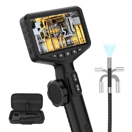 KAISAL 210° bidirectional rotatable endoscope camera 6.35mm ultra-thin endoscope camera with adjustable light 5 inch 1080 HD screen inspection camera endoscope camera IP67 waterproof pipe camera