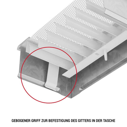 Short ventilation grille fireplace grille 17cm x 49cm black-silver with louvers
