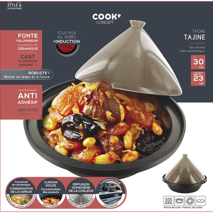 COOK CONCEPT - KC24041 - Tajine induction cast iron aluminum Round ceramic hob stainless steel Taupe Kitchen hotplate