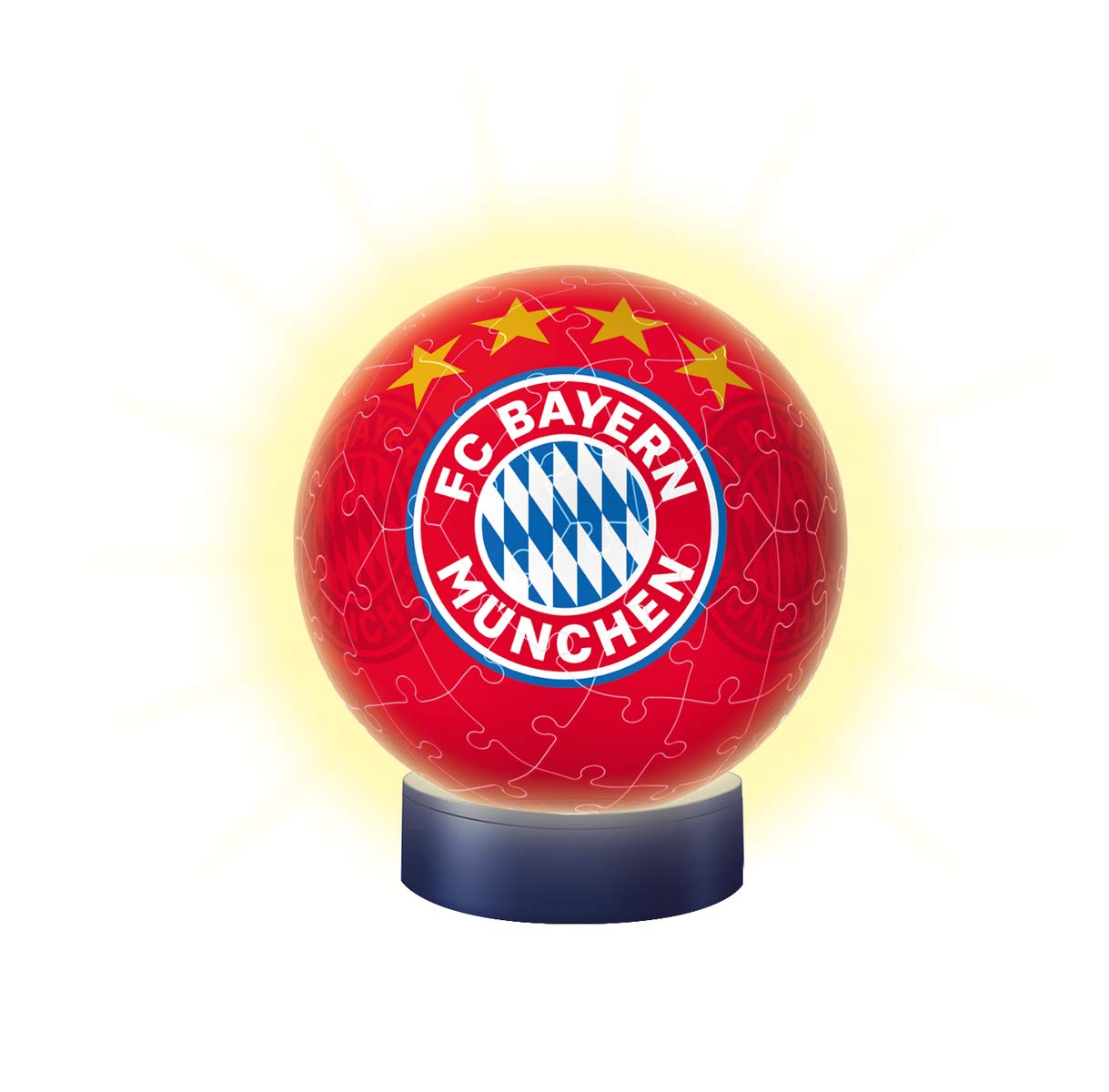Ravensburger 3D Puzzle Night Light FC Bayern Munich - Fan merchandise for children aged 6 and up, LED bedside lamp with clap mechanism & 3D Puzzle 11215 - Utensilo - FC Bayern Munich - 54 pieces