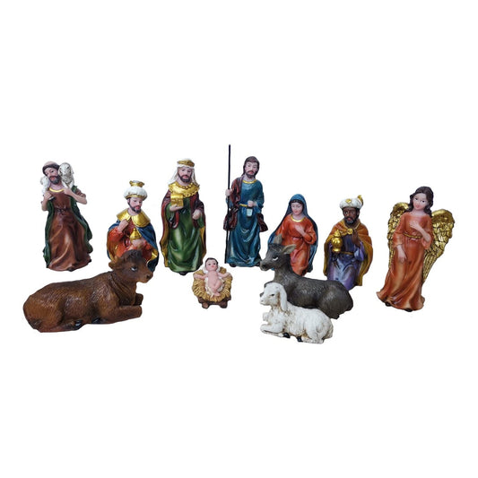 Gift shop nativity scene figures 11 piece set nativity figures size up to 10 cm Christmas, Multicolored, 2.5 cm to 10 cm