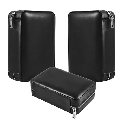 LEACHOI Leather Cigar Travel Humidor, cigar case with lighter and cigar cutter, cigar accessory set, cigar gift set, Holds up to 6 cigars.