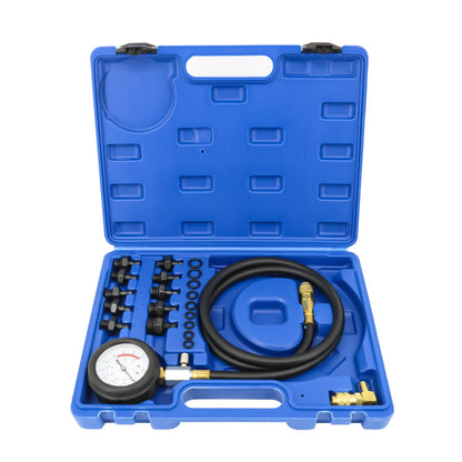 FreeTec oil pressure gauge, 140 PSI 10 Bar engine cylinder oil pressure tester set, oil pressure gauge automotive tool for car truck tractor (blue)