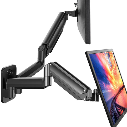 HUANUO Dual Monitor Wall Mount, for 17-32 inch screens, with gas spring arm, supports VESA 75/100mm, 8kg per arm.