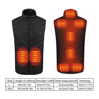 EBKCQ Heated Vest for Men Women, USB Rechargeable Heated Jacket with 3 Levels of Temperature and 9 Heating Areas, Waterproof Electric Heating Vest (L)
