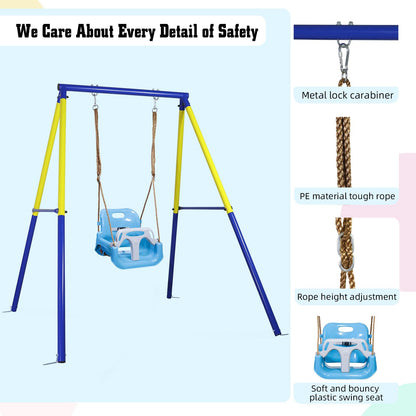 CCLIFE baby swing with swing frame children's swing swing frame outdoor and indoor adjustable from 2 years ZERRO