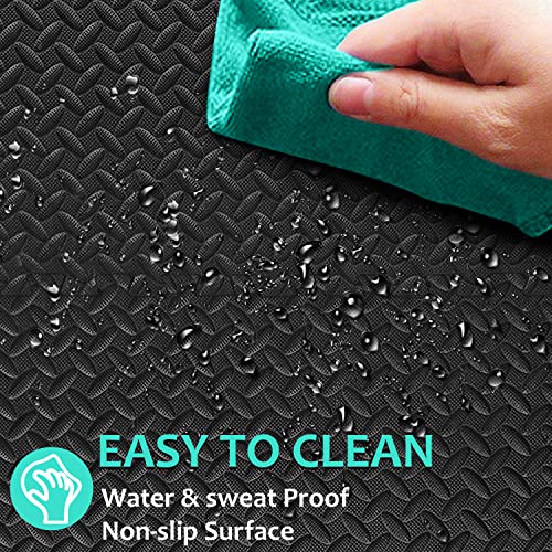 BEAUTYOVO Puzzle Exercise Mat with 12/24/48 Tiles Interlocking Foam Gym Mats, 24'' x 24'' EVA Foam Floor Tiles, Protective Flooring Mats for Gym Equipment