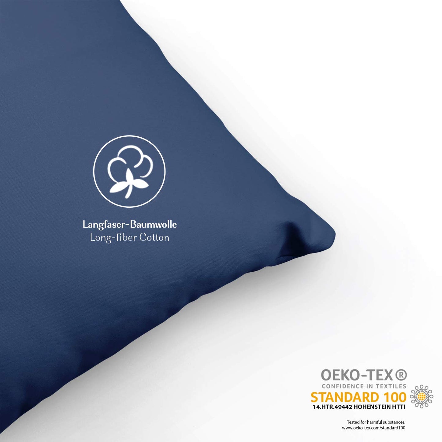 Alreya 2-pack Mako Satin pillowcase 50 x 75 cm - 100% cotton with YKK zipper, super soft pillowcase 50x75, cushion cover, Oeko-TEX® Standard certified, Blue, pillowcase only