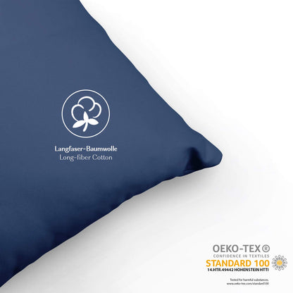 Alreya 2-pack Mako Satin pillowcase 50 x 75 cm - 100% cotton with YKK zipper, super soft pillowcase 50x75, cushion cover, Oeko-TEX® Standard certified, Blue, pillowcase only