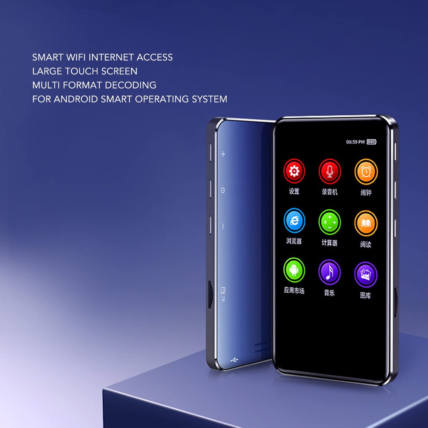 MP3-MP4 player with Bluetooth and WiFi, Portable, Lossless 3.97-inch Full Touchscreen MP4 Music Player with Voice Recorder, E-Book, Headphones, Digital HiFi Audio Player (M26B (Quad-Core) 8GB)
