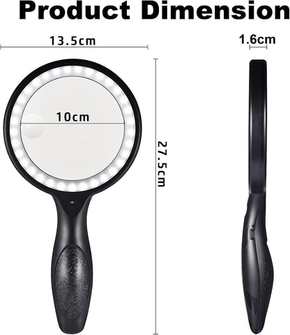 Magnifying Glass with Light, 60X 30X 33 LED Handheld Magnifier 30X Reading Magnifier with Light, USB Rechargeable Magnifier 3 Modes Reading Magnifier for Seniors, Kids, Jewelers, Hobbies