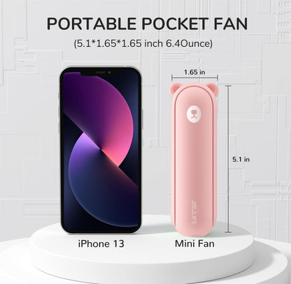 JISULIFE Handheld Fan Mini Fan 3 IN 1, with 4500 mAh Power bank USB Battery Small, Battery-operated Max 37Hrs Runtime Portable Fan, Flashlight Function-Pink