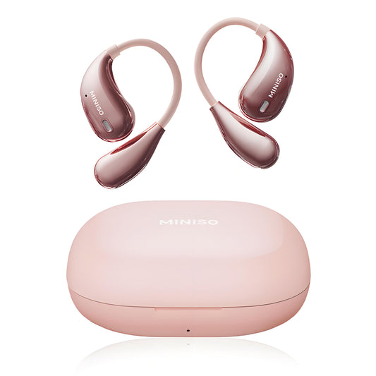 MINISO X33 AI real-time translation earphones, 135 language translator earphones, open ear design, wireless Bluetooth translation headphones with HiFi sound, 60 hours playtime, perfect for travel.
