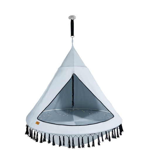CCLIFE Nest Swing with Tent Ø 120 cm Swing Indoor & Outdoor Hanging Cave Hanging tent for Kids & Adults Max. 120kg in Grey