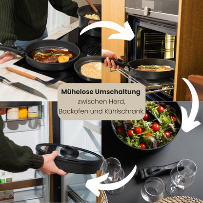 CookingTotem® Luxury Induction Cookware Set - Stackable set with ceramic non-stick coating, removable handle, oven safe, pot set, pots & pans set, PFAS-free, coated cookware.