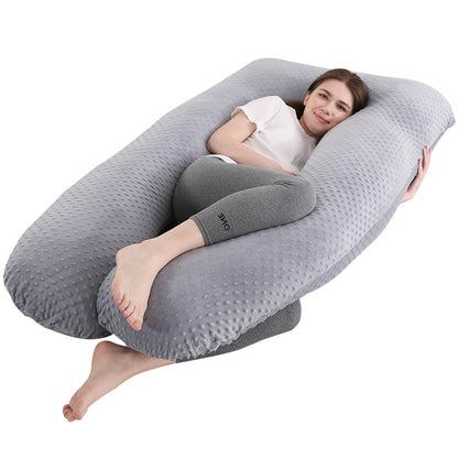 SHANNA Pregnancy Pillow U-Shape Side Sleeper Pillow Nursing Pillow Feeding Pillow with Minky Dot Cover, Large Support Pillow, Comfort Pillow for Adults, Body Pillow for Sleeping and Motherhood.