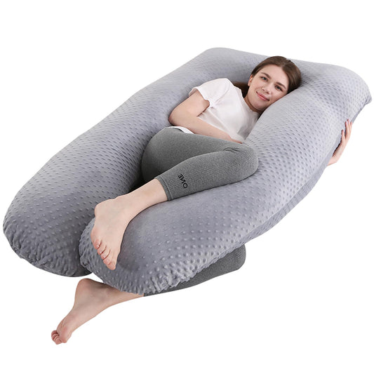 SHANNA Pregnancy Pillow U-Shape Side Sleeper Pillow Nursing Pillow Feeding Pillow with Minky Dot Cover, Large Support Pillow, Comfort Pillow for Adults, Body Pillow for Sleeping and Motherhood.