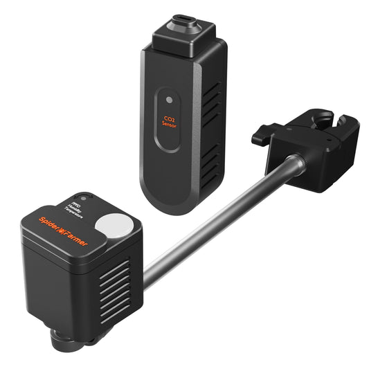 Spider Farmer GGS Sensors Pro Kits, 4-in-1 VPD/PPFD/Temp/Humid Sensor with CO2 Sensor, for indoor plant environment monitoring and precision control.