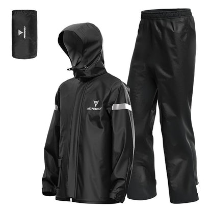 Lixada Men's Motorcycle Rain Suit Outdoor Reflective Waterproof Rain Jacket and Pants Rain Gear for Biking Cycling Camping Hiking