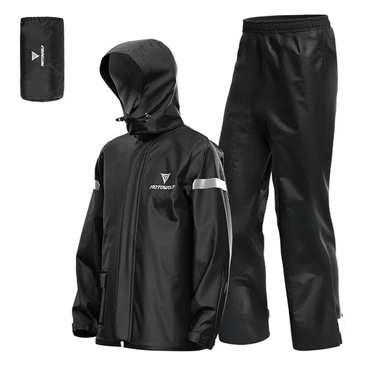 Lixada Men's Motorcycle Rain Suit Outdoor Reflective Waterproof Rain Jacket and Pants Rain Gear for Biking Cycling Camping Hiking