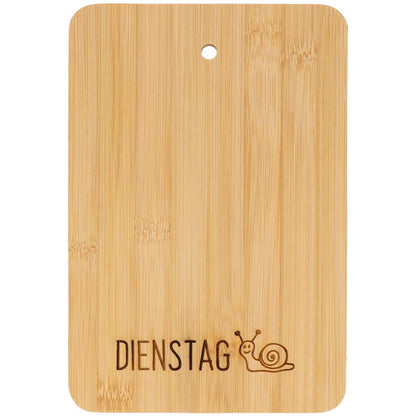 Ready to use | Set of 6 bamboo breakfast boards with stand | Wooden board stand with breakfast boards | Cutting board set "Days of the Week - Kids" | Funny kitchen accessory