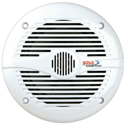 2 marine speakers compatible with BOSS Audio MR50W 2-way 6.5 inch 75 watt rms 150 watt max waterproof sea pool boat, per pair + 5 free stickers.