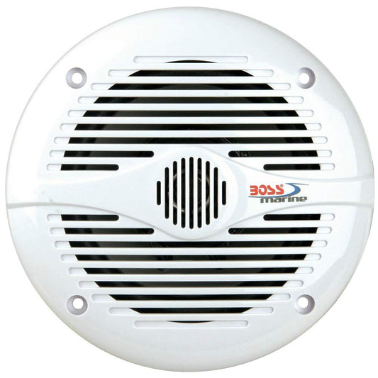 2 marine speakers compatible with BOSS Audio MR50W 2-way 6.5 inch 75 watt rms 150 watt max waterproof sea pool boat, per pair + 5 free stickers.