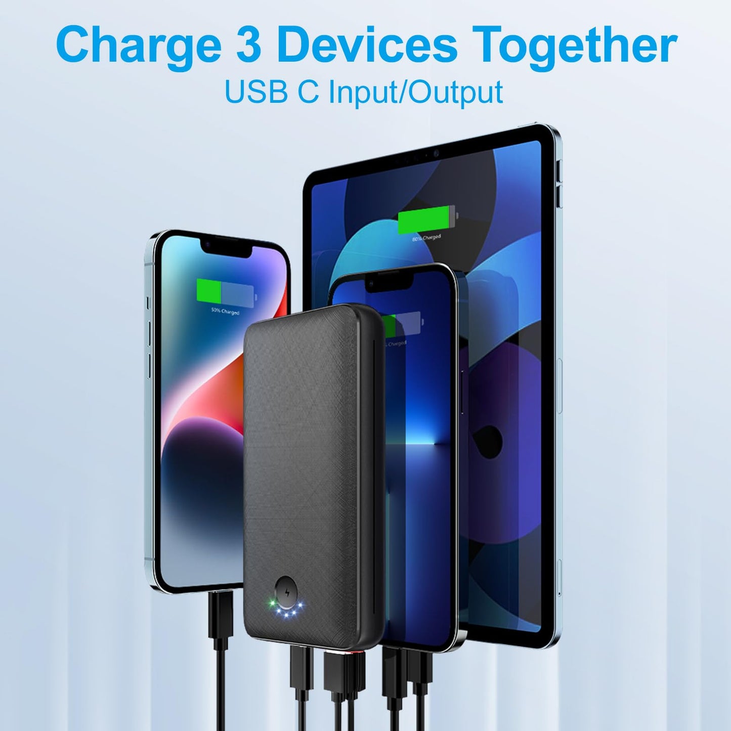 JIGA Power Bank 27000mAh 22.5W External Battery PD 20W USB C Powerbank with Flashlight, Portable Charger Compatible with iPhone 15 14 13 12 Pro Samsung Huawei iPad