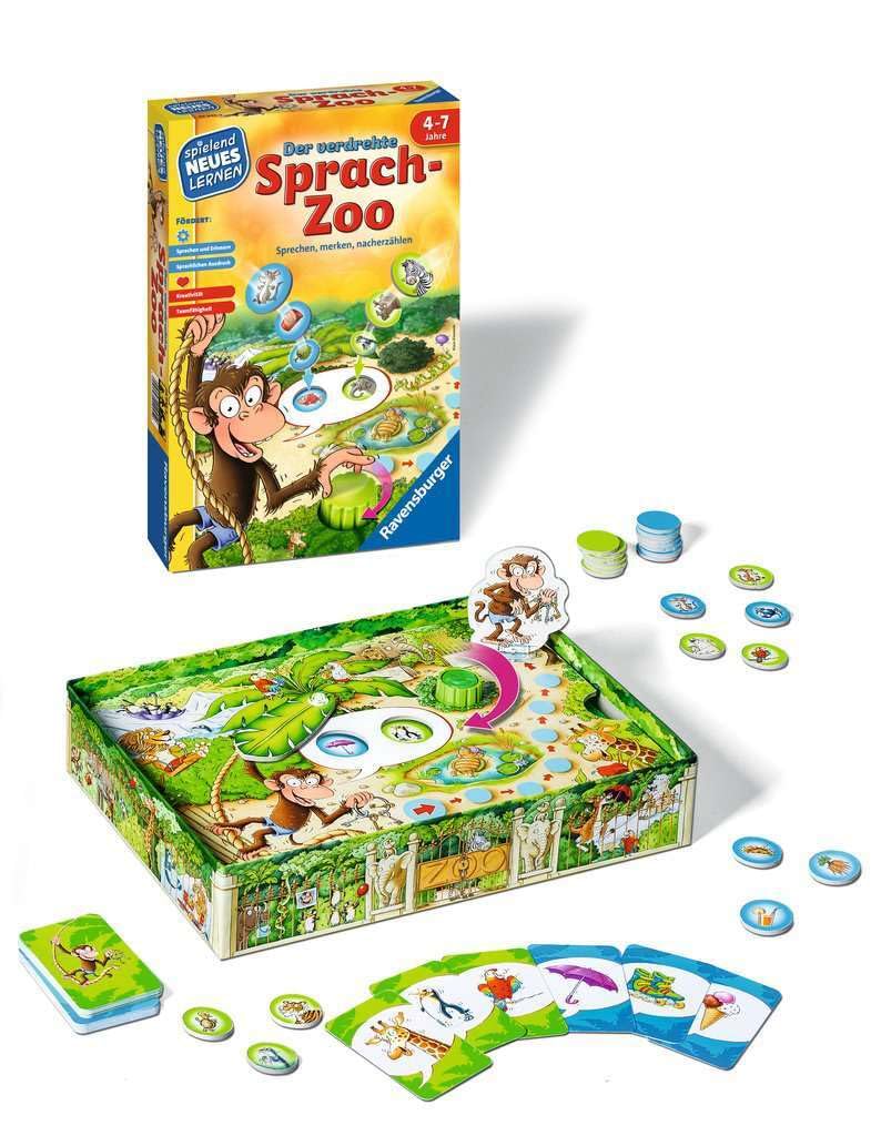 Ravensburger 24944 - The Cheeky Talking Witch & 24945 - The Twisted Language Zoo - Play and learn for children, educational game for kids aged 4-7, fun way to learn for 2-4 players.