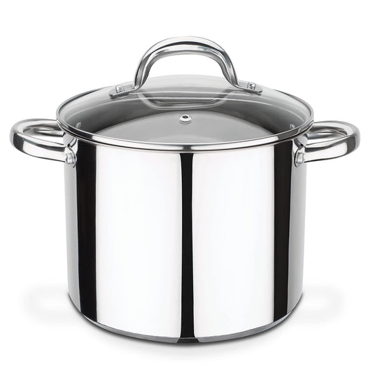 GSW 990196 Montreal Vegetable Pot with Glass Lid 22cm / approx. 6.8 liters, stainless steel, silver, 22 cm, 2
