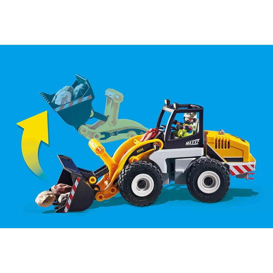 PLAYMOBIL City Action 70445 Construction Front End Loader with movable bucket and handle for kids ages 5+. Great for moving and fixing the shovel.