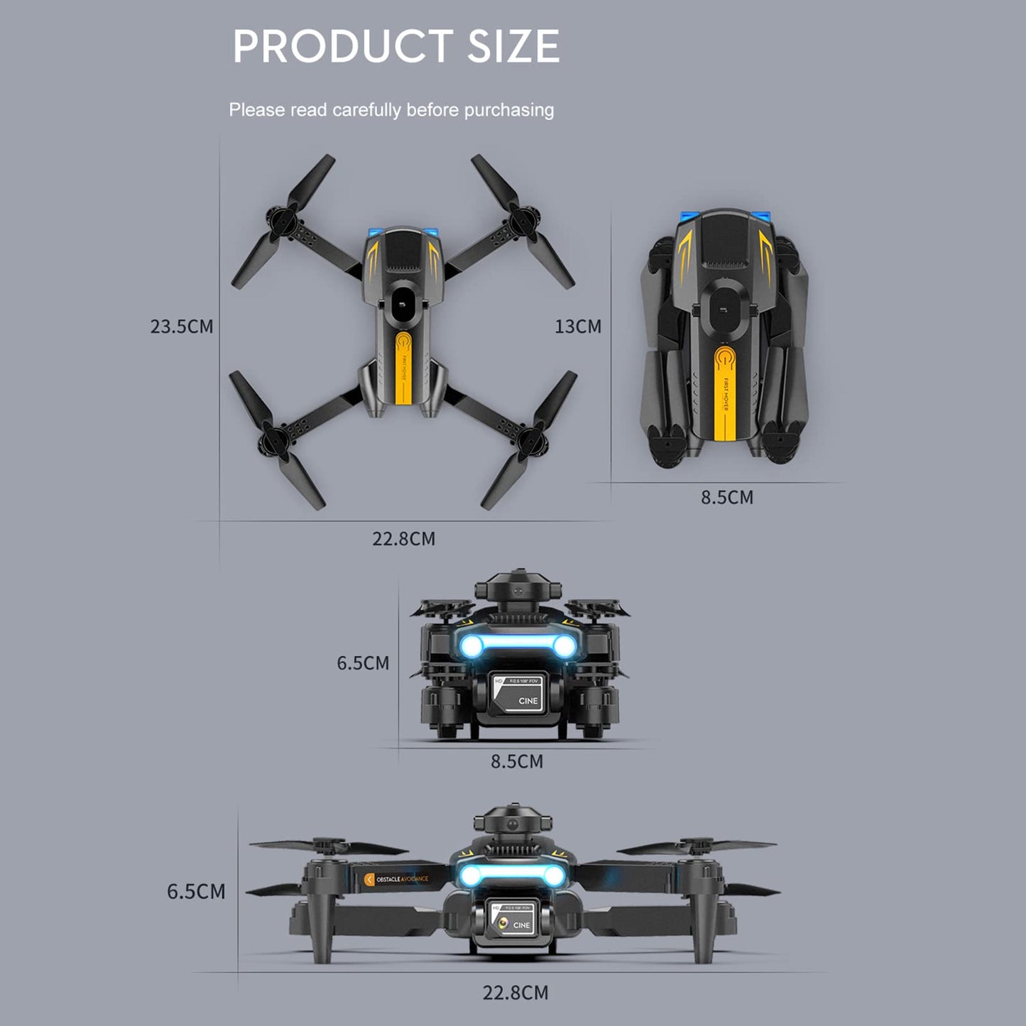 Goolsky LSRC XT2 Drone, Drone with 4k Camera Daul WIFI Optical Flow Positioning, 2.4GHz Obstacle Detection Quadcopter Drone for Beginners Black