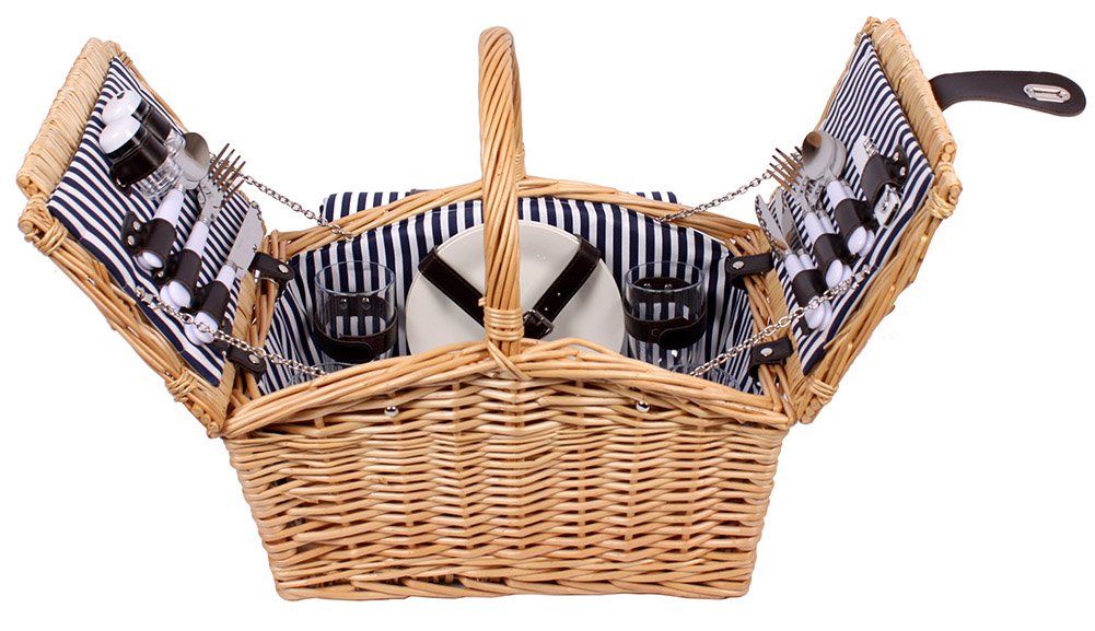 4 people Willow Picnic Basket Set with Cutlery, Plates (Brown)
