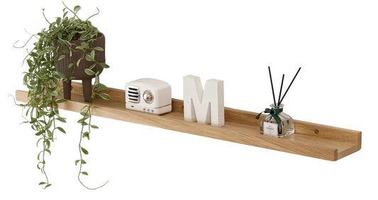 Gieanoo picture ledge wood, 60cm oak shelf solid floating shelf wall shelf spice rack shelf board hanging shelf Ideal for living room bedroom bathroom