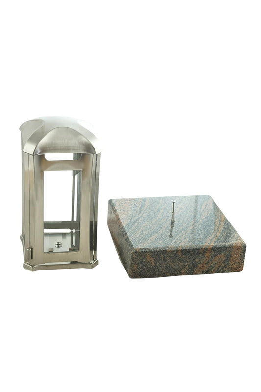 designgrave Grave lamp Venezia stainless steel with granite base natural gray 13x13x24 cm - crystal glass & magnetic closure Nero Impala